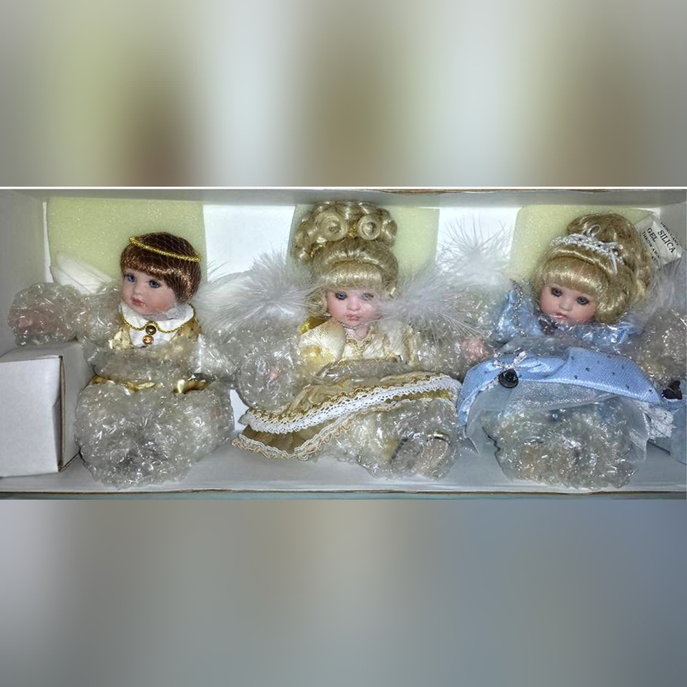 Marie Osmond Angel Baby Trio Tiny Tot Porcelain 5.5"